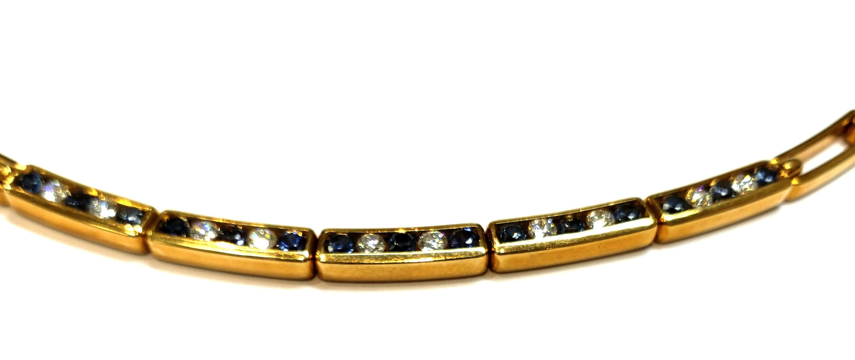 Tiffany & Co. 18 Karat Yellow Gold Choker Necklace with Sapphires and Diamonds For Sale 3