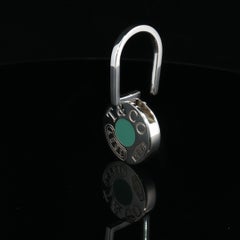 RARE Tiffany & Co 1837 Sterling Silver Blue Enamel Lock Key Chain Spain 32.5g