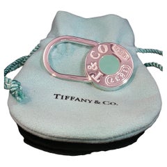 RARE Tiffany & Co 1837 Sterling Silver Blue Enamel Lock Key Chain Spain 32.5g