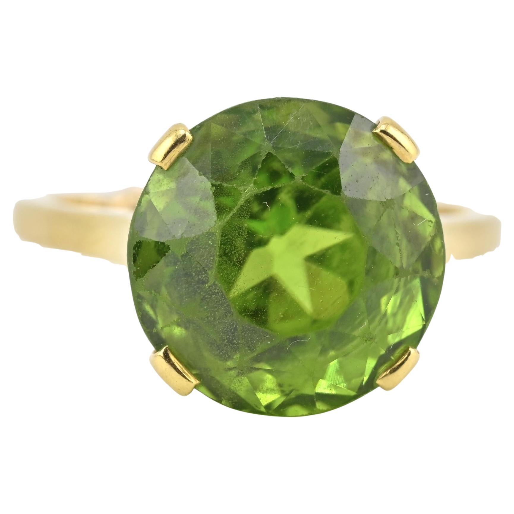 Raro anello di peridoto Tiffany & Co. 18 carati, misura 5, certificato IGI in vendita