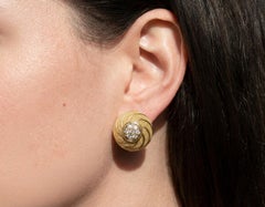 Rare Tiffany & Co 18K Yellow Gold Diamond Swirl Cluster Stud Earrings