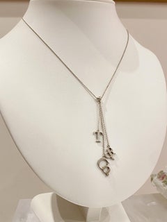 Rare Tiffany & Co 925 Silver T&Co Lariat Dangle Letters Logo Pendant Necklace