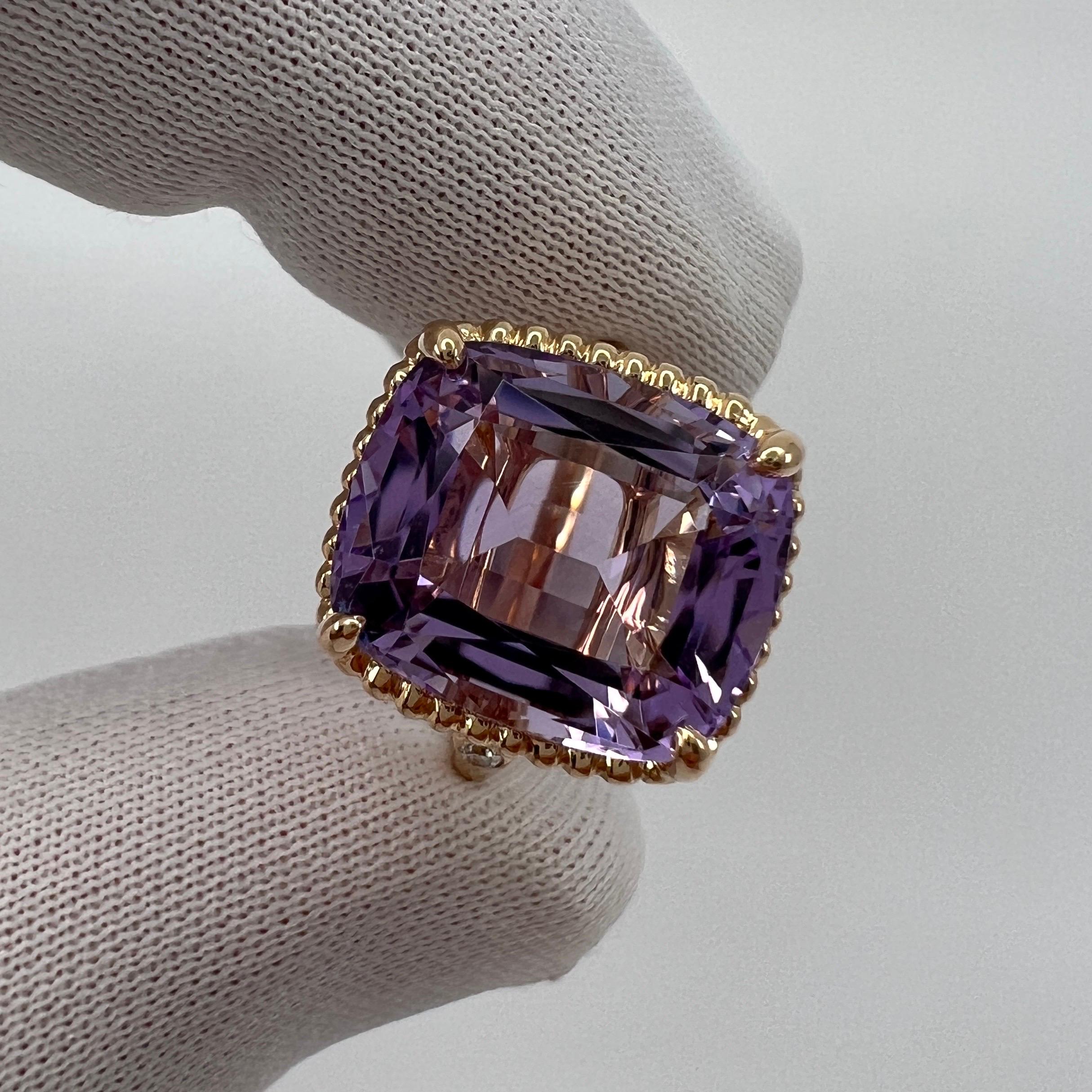 Rare Tiffany & Co. Amethyst And Diamond Sparkler Cushion Cut 18k Rose Gold Ring 6