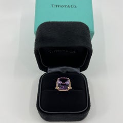 Rare Tiffany & Co. Amethyst And Diamond Sparkler Cushion Cut 18k Rose Gold Ring