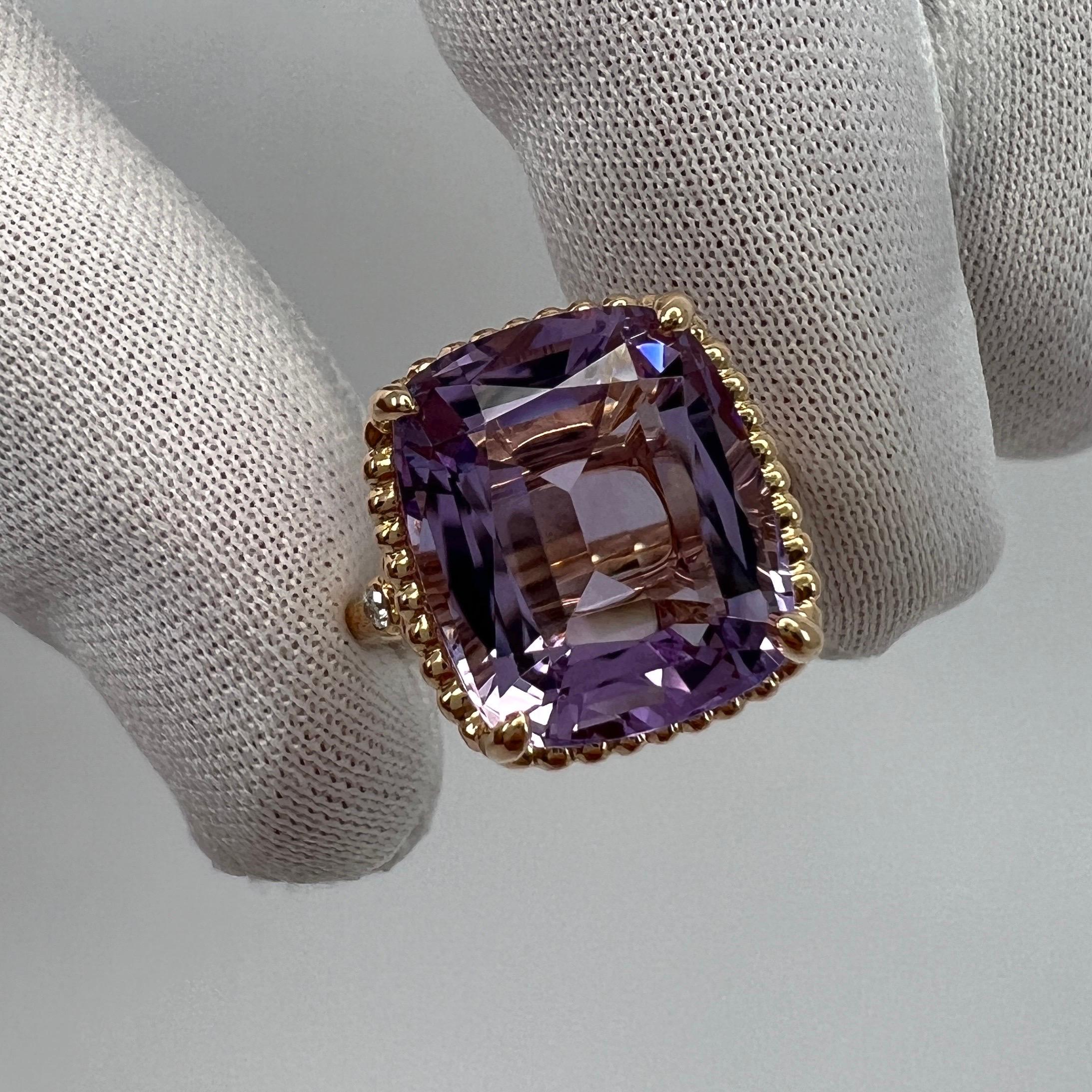 Rare Tiffany & Co. Amethyst And Diamond Sparkler Cushion Cut 18k Rose Gold Ring In Excellent Condition In Birmingham, GB
