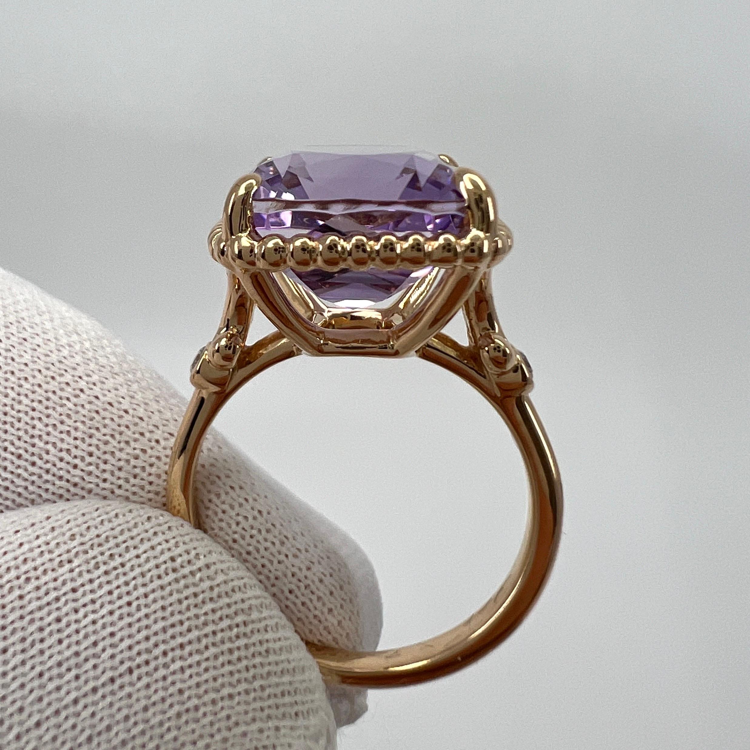 Women's or Men's Rare Tiffany & Co. Amethyst And Diamond Sparkler Cushion Cut 18k Rose Gold Ring