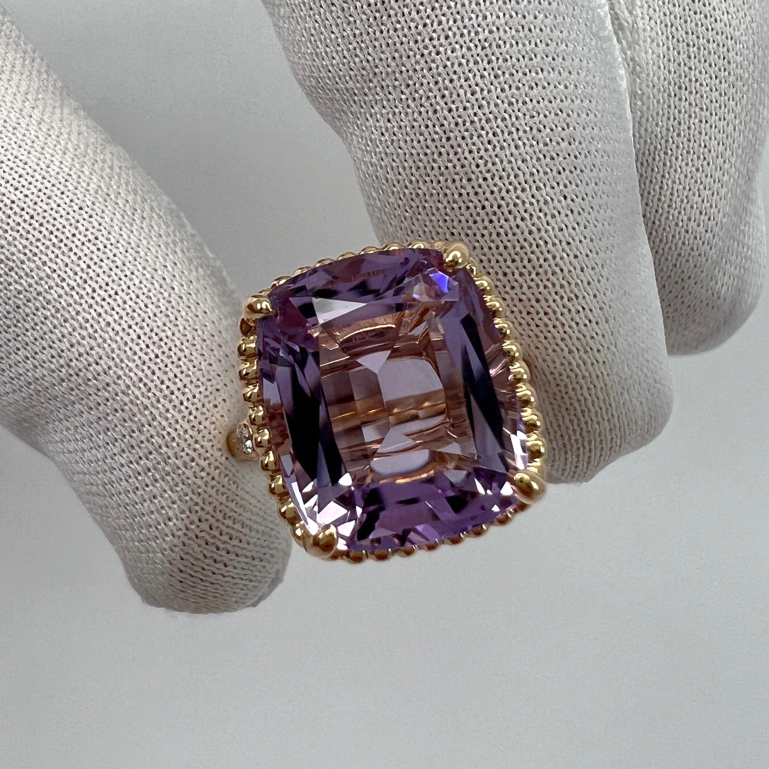 Rare Tiffany & Co. Amethyst And Diamond Sparkler Cushion Cut 18k Rose Gold Ring 2