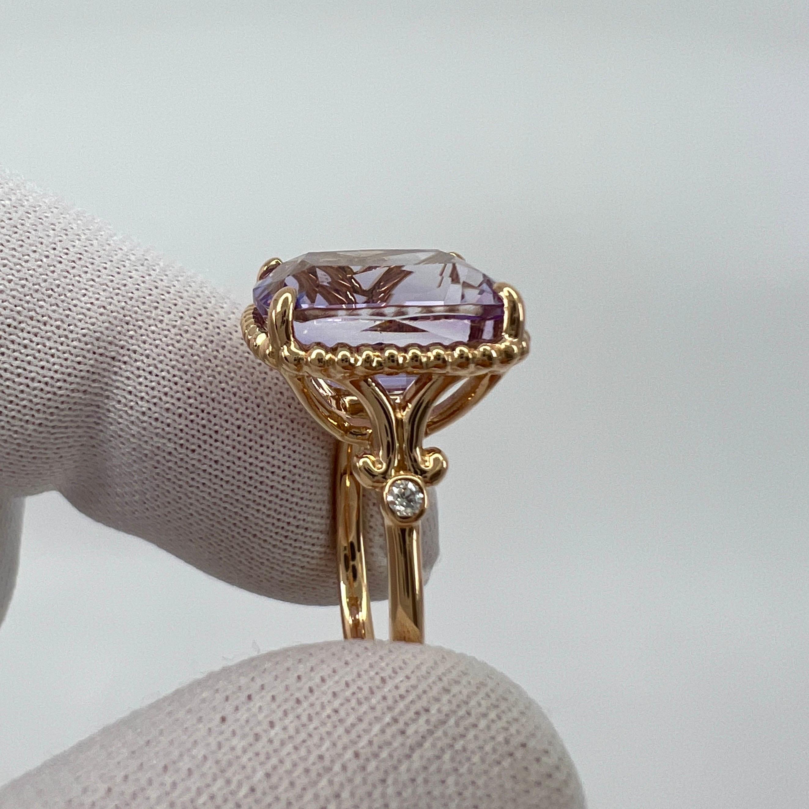 Rare Tiffany & Co. Amethyst And Diamond Sparkler Cushion Cut 18k Rose Gold Ring 3
