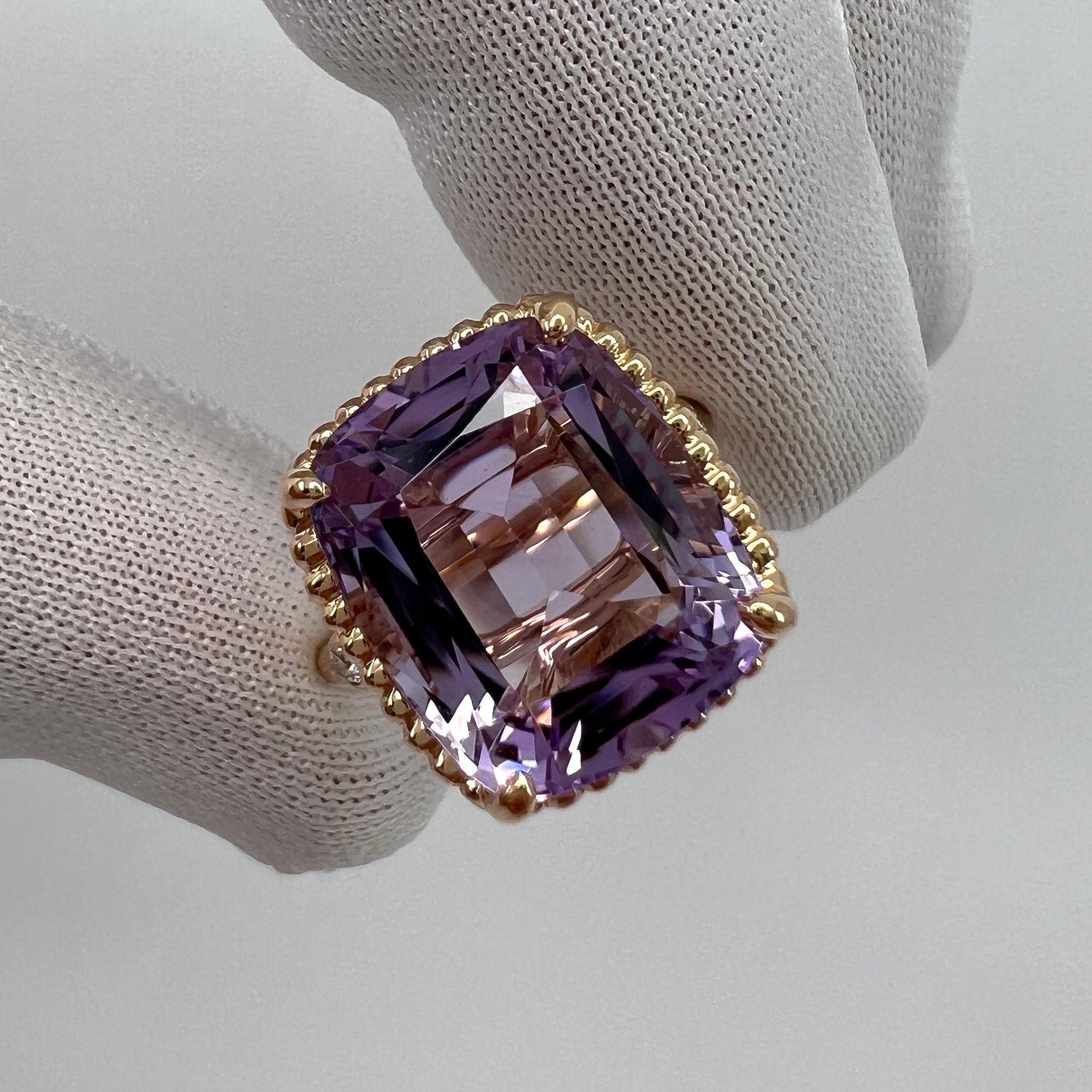 Rare Tiffany & Co. Amethyst And Diamond Sparkler Cushion Cut 18k Rose Gold Ring 3