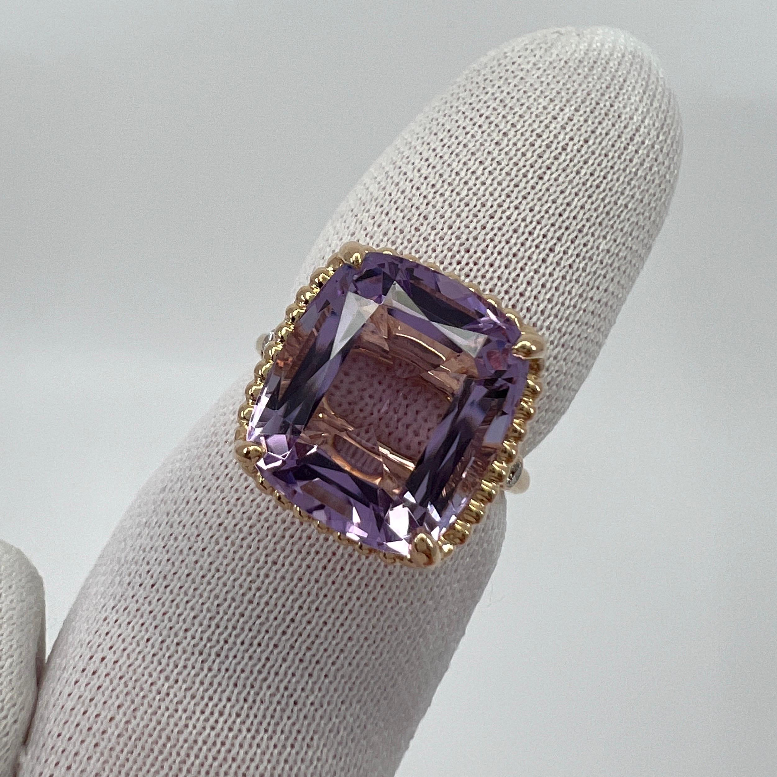 Rare Tiffany & Co. Amethyst And Diamond Sparkler Cushion Cut 18k Rose Gold Ring 5