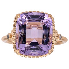 Rare Tiffany & Co. Amethyst And Diamond Sparkler Cushion Cut 18k Rose Gold Ring