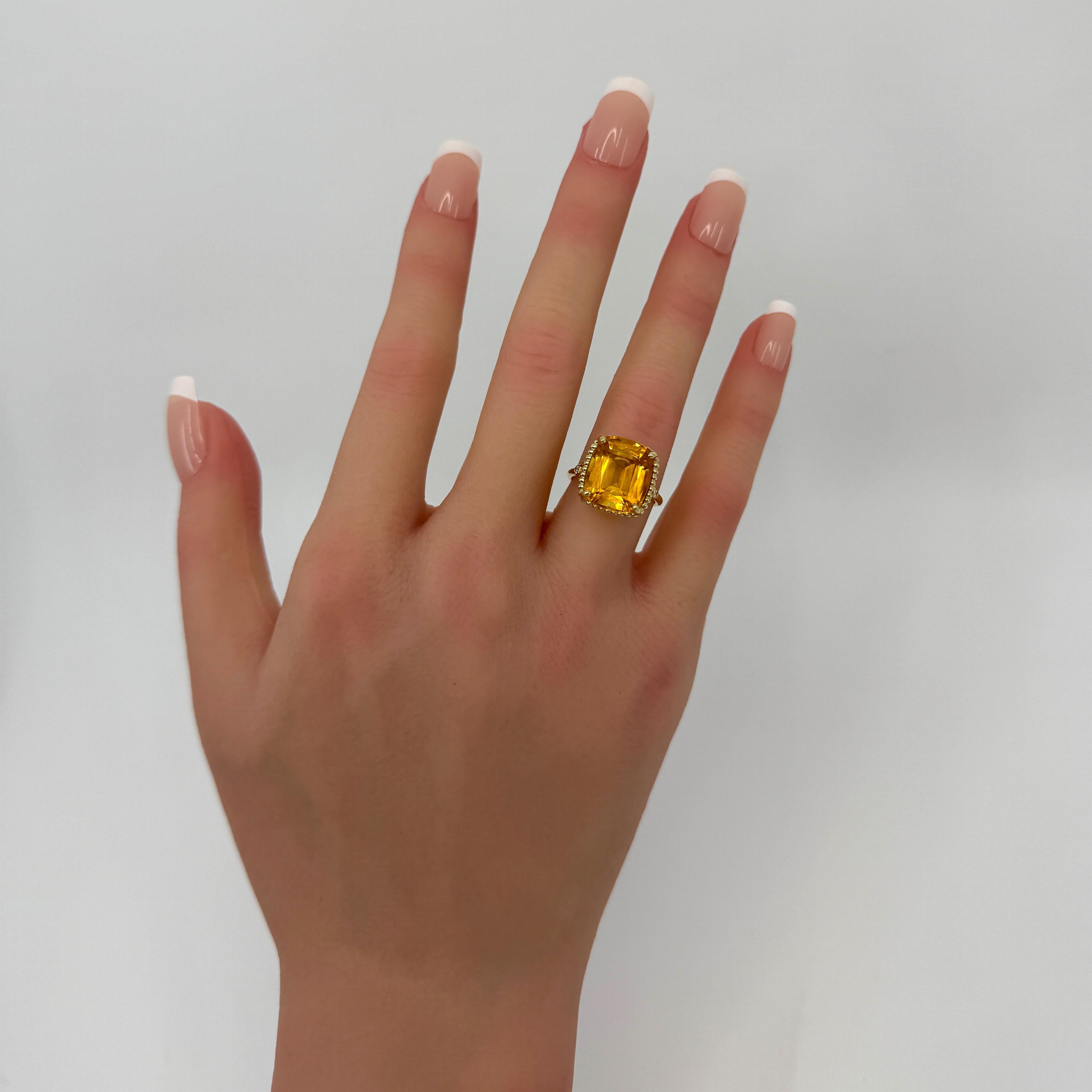 Rare Tiffany & Co. Bague scintillante taille coussin en or jaune 18 carats avec citrine et diamants 5