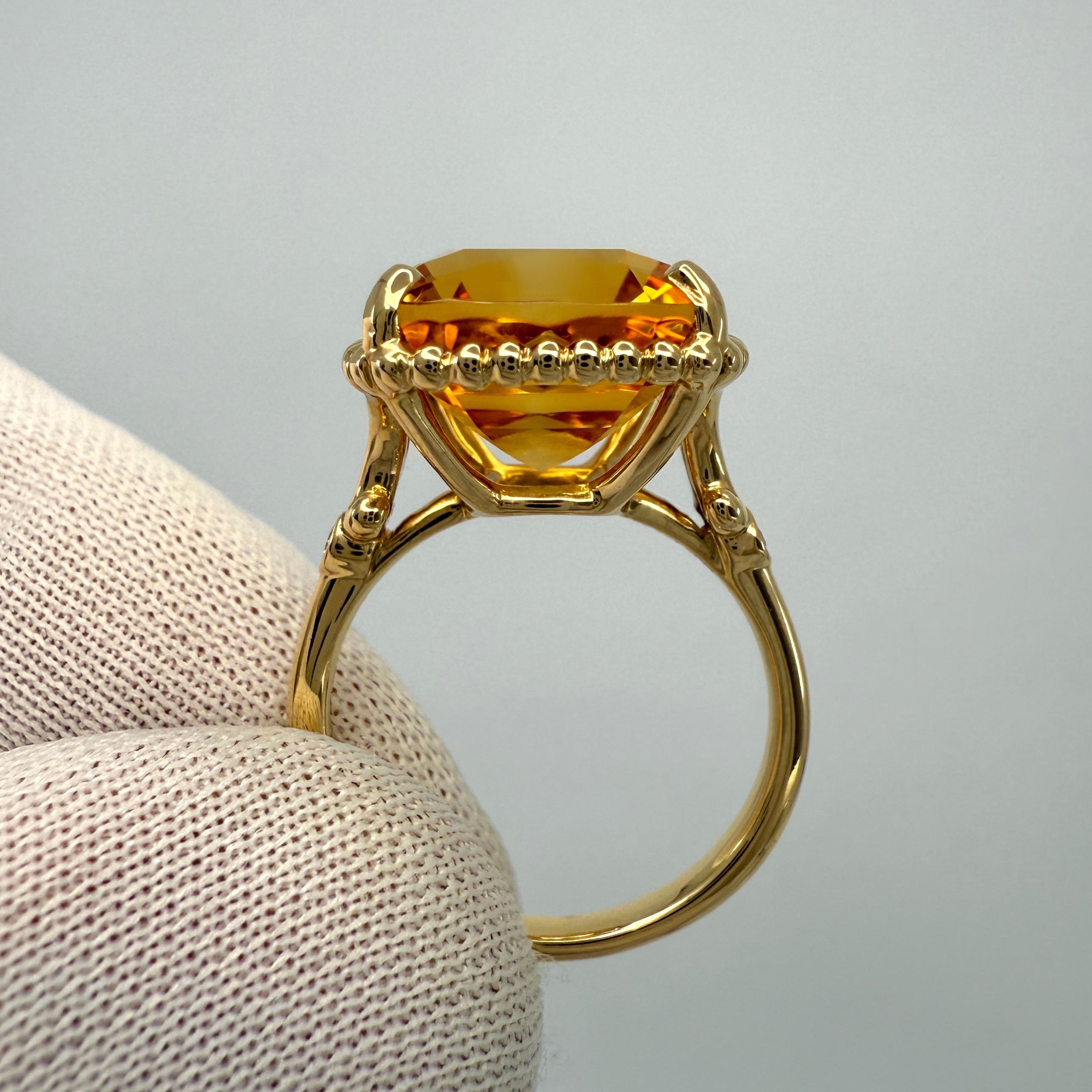 Rare Tiffany & Co. Bague scintillante taille coussin en or jaune 18 carats avec citrine et diamants 1