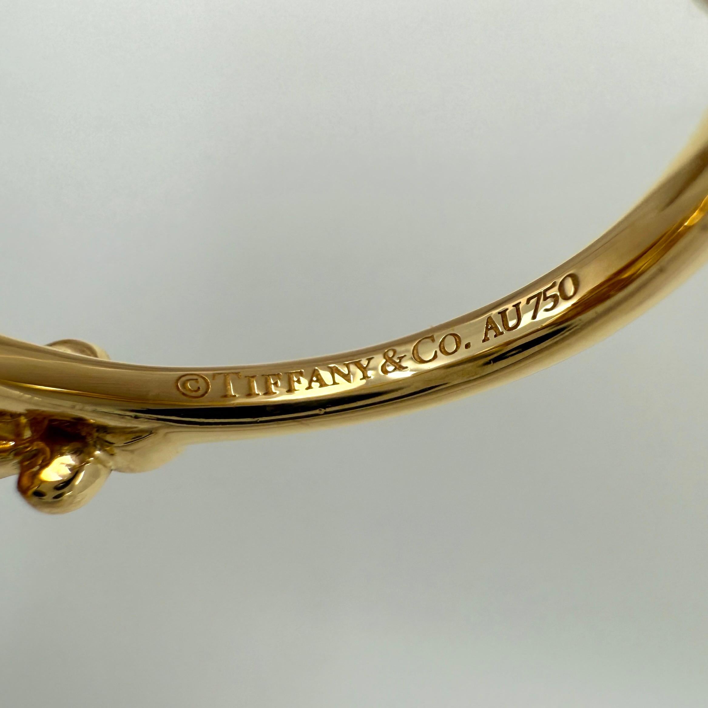 Rare Tiffany & Co. Bague scintillante taille coussin en or jaune 18 carats avec citrine et diamants 3