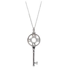 Seltene Tiffany & Co. Diamant Atlas 18k Weißgold Schlüsselanhänger-Halskette mit Diamanten