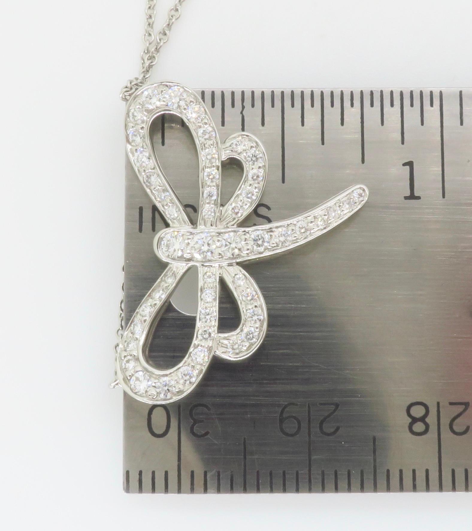 Rare Tiffany & Co. Diamond Dragonfly Necklace made in Platinum  5