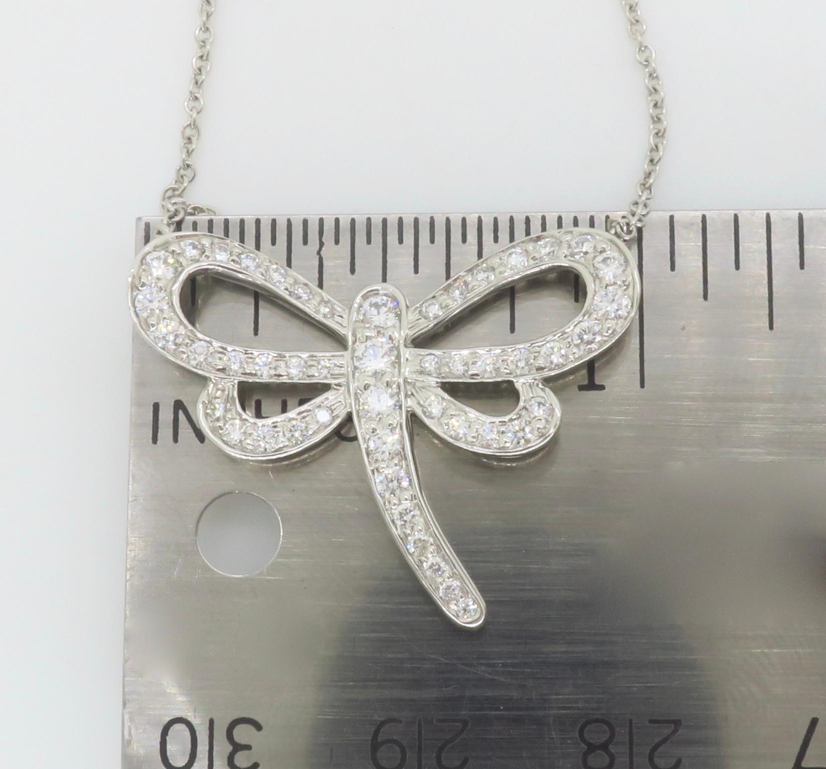 Rare Tiffany & Co. Diamond Dragonfly Necklace made in Platinum  4
