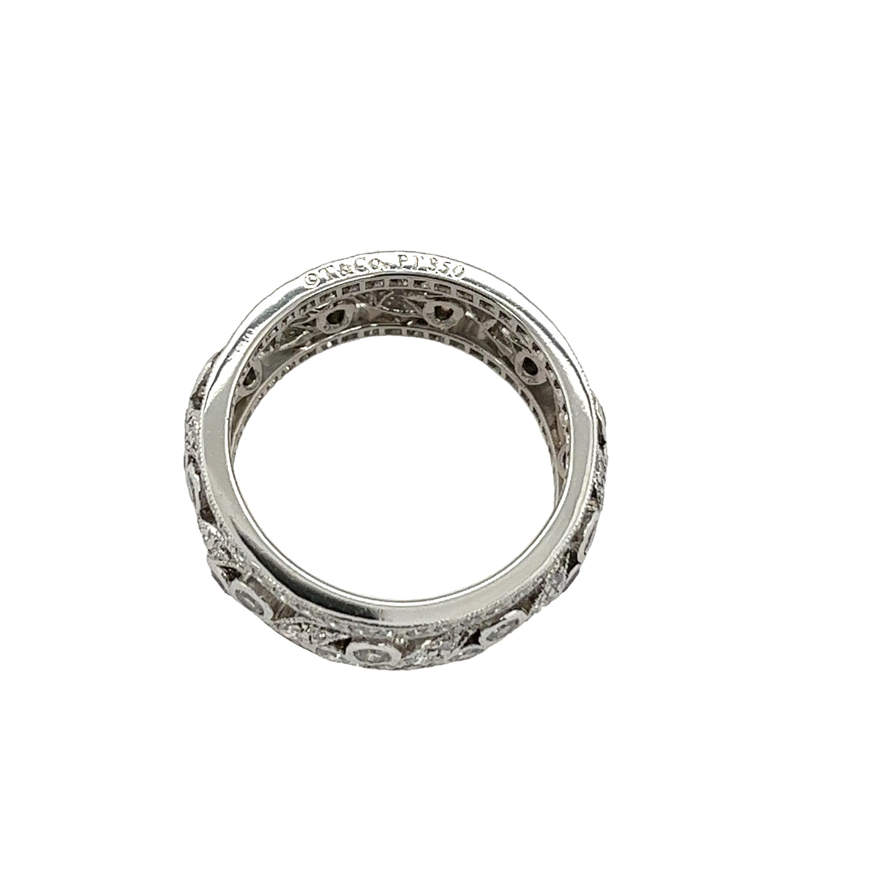 Rare Tiffany & Co Diamond Scroll Wide Band Ring For Sale 1
