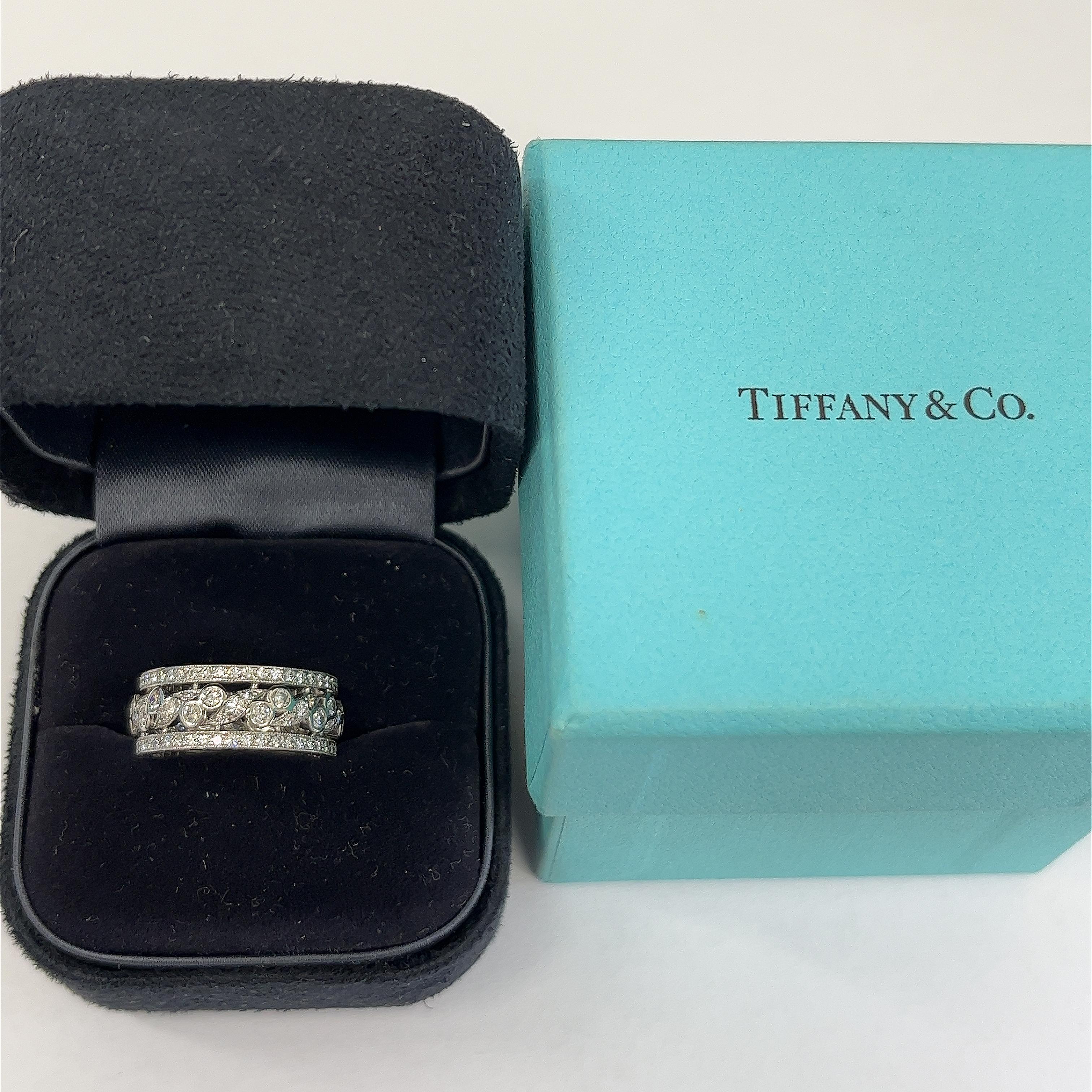 Rare Tiffany & Co Diamond Scroll Wide Band Ring For Sale 2