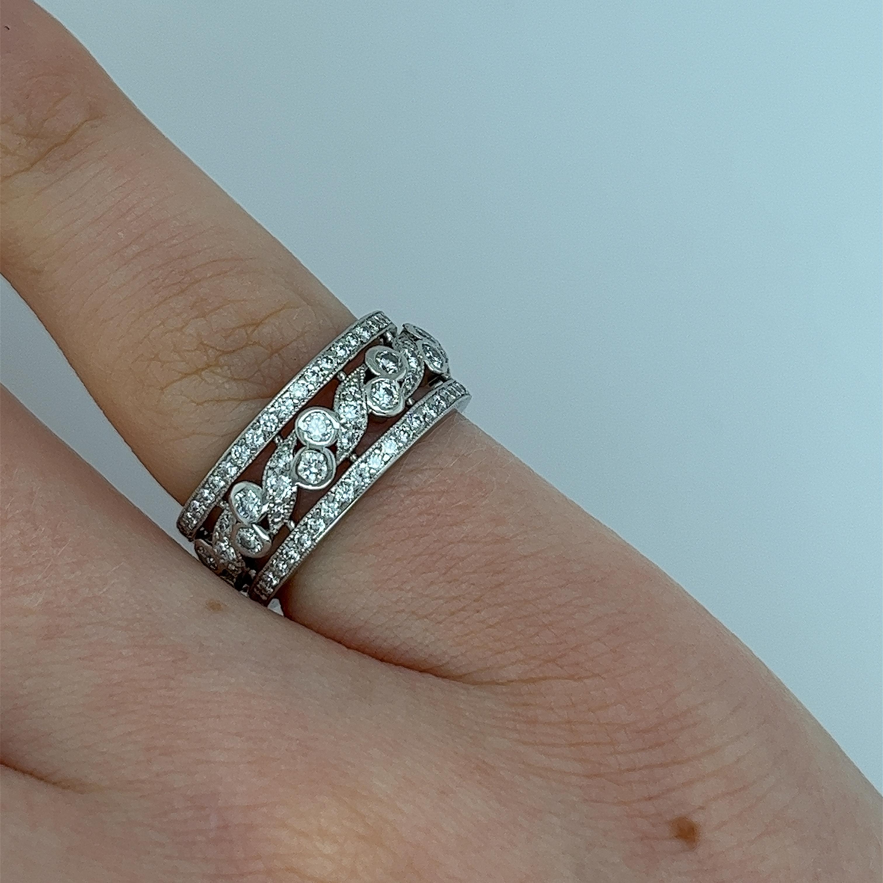 Rare Tiffany & Co Diamond Scroll Wide Band Ring For Sale 3