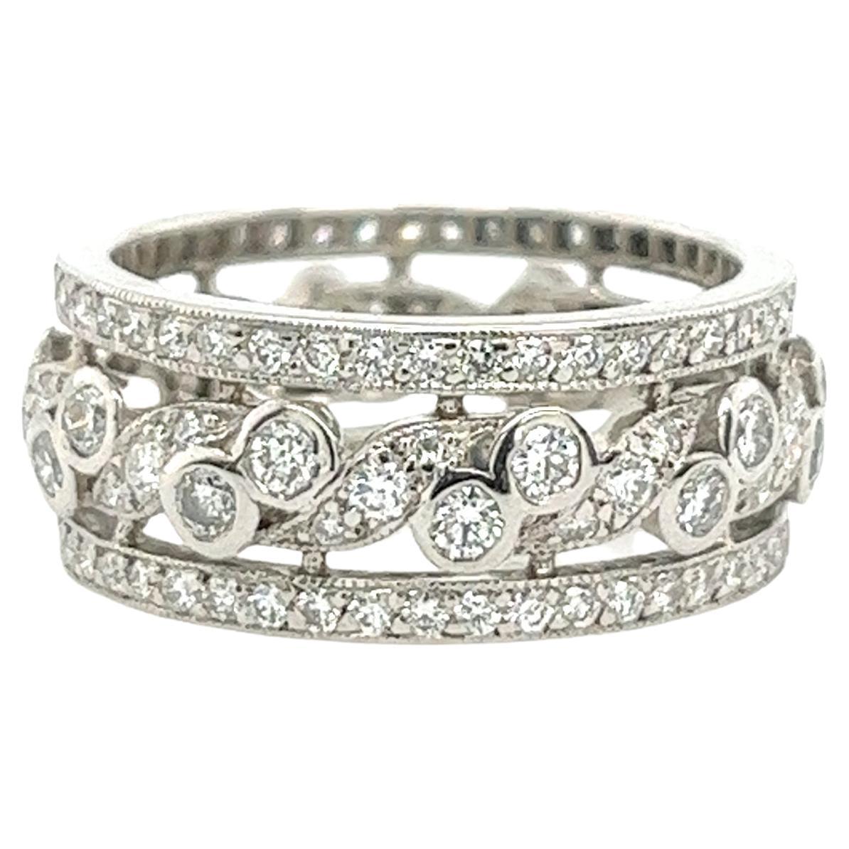 Rare Tiffany & Co Diamond Scroll Wide Band Ring For Sale
