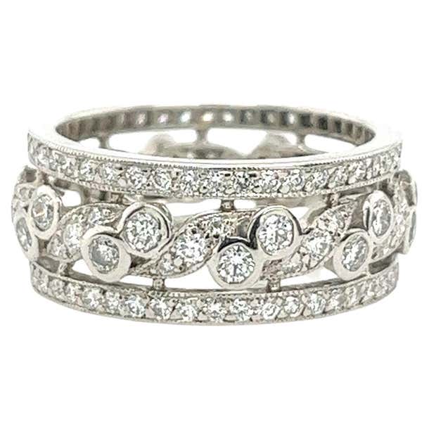Rare Tiffany and Co Diamond Scroll Wide Band Ring For Sale at 1stDibs