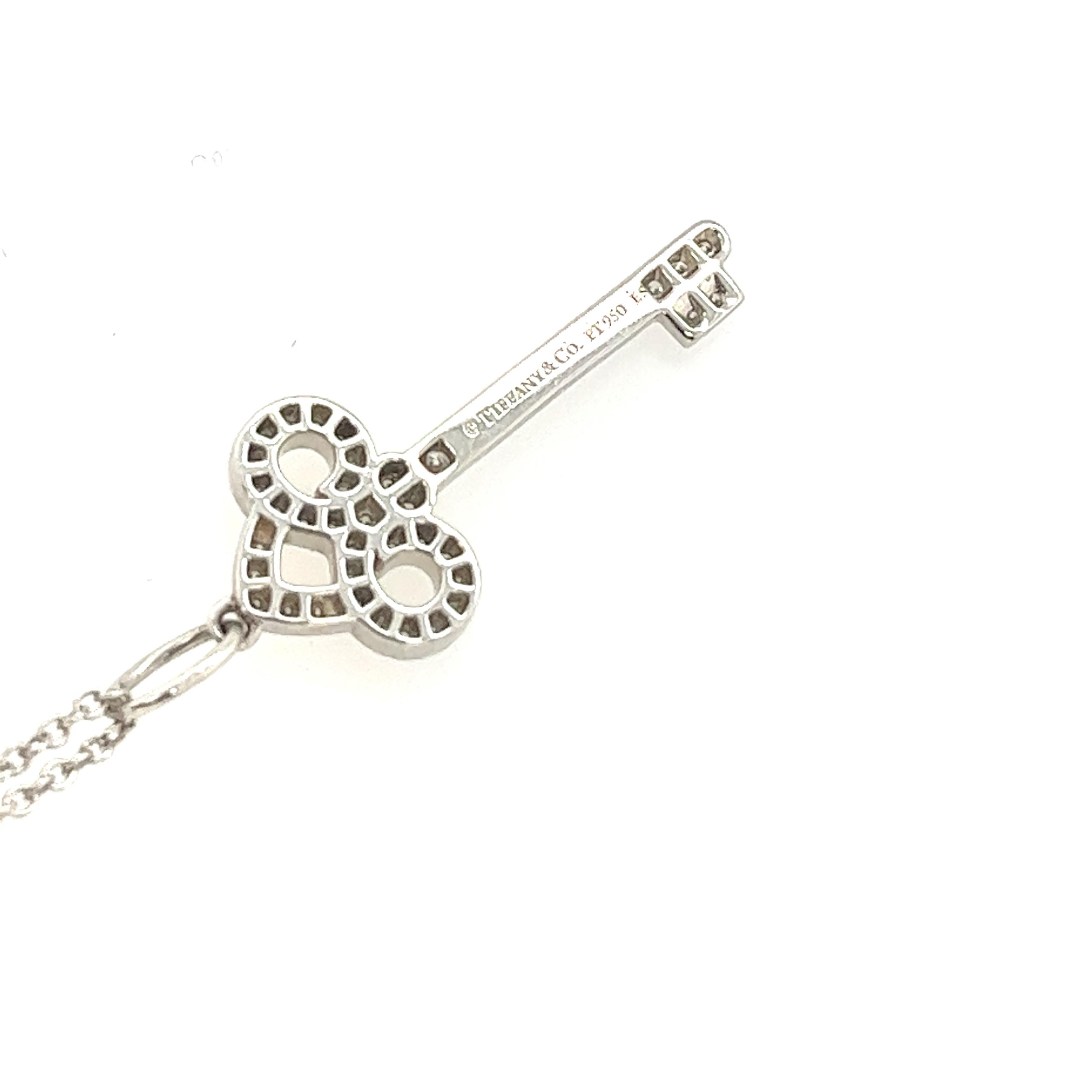 Rare Tiffany & Co. Fleur de Lis Diamond Platinum Key Pendant Necklace For Sale 7