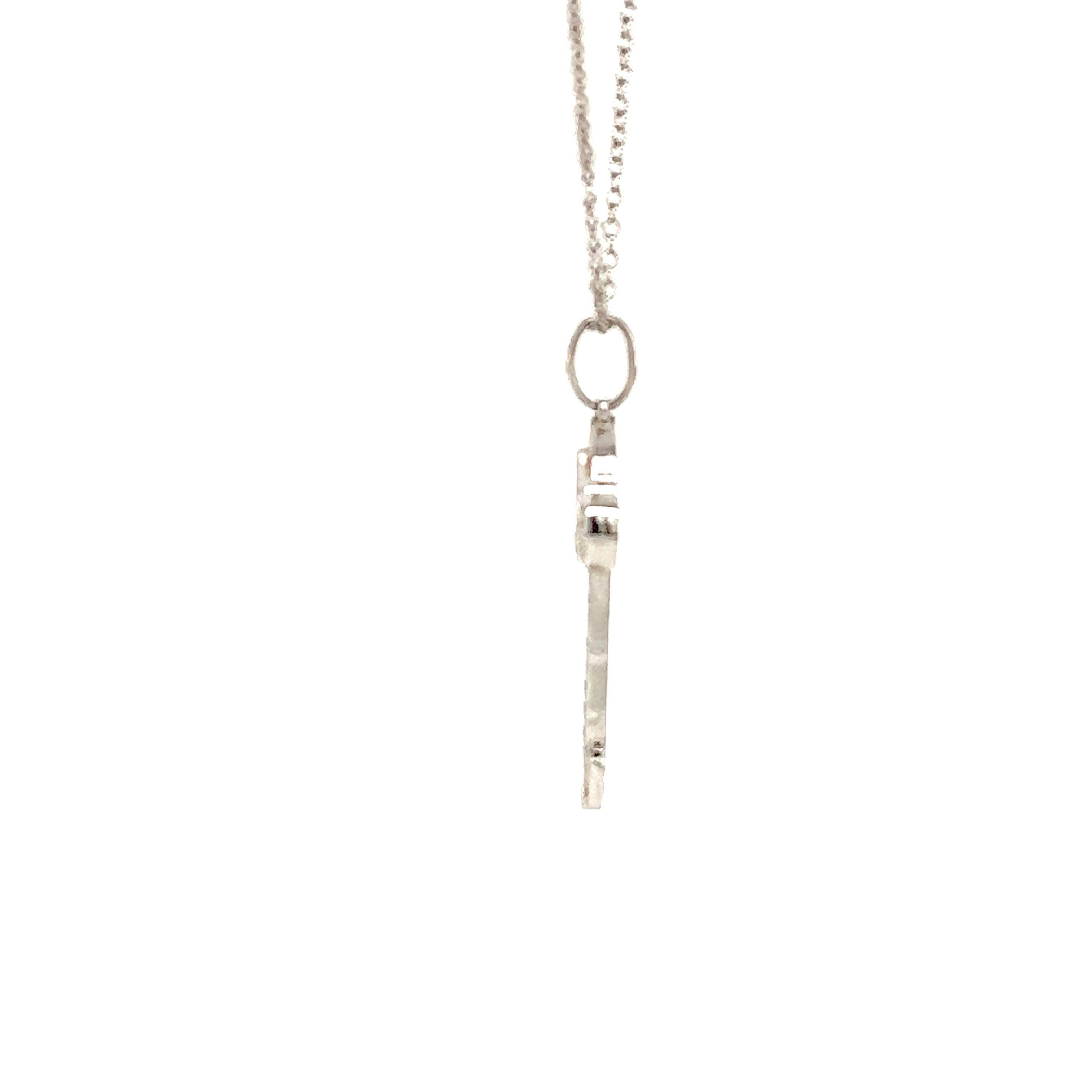 Rare Tiffany & Co. Fleur de Lis Diamond Platinum Key Pendant Necklace For Sale 1