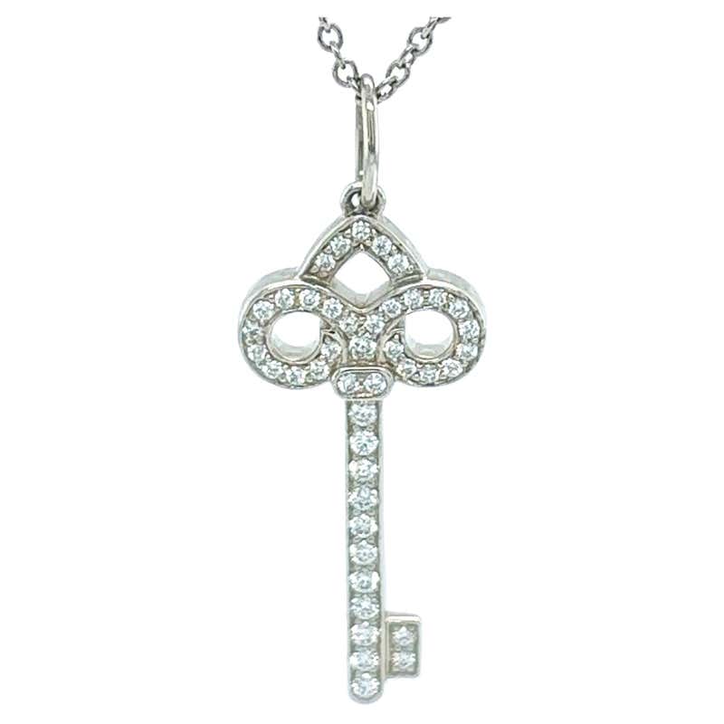 Dimand Key Rings Tiffany and Co Fleur De Lis Diamond Key Pendant in 18 Karat Rose Gold ...