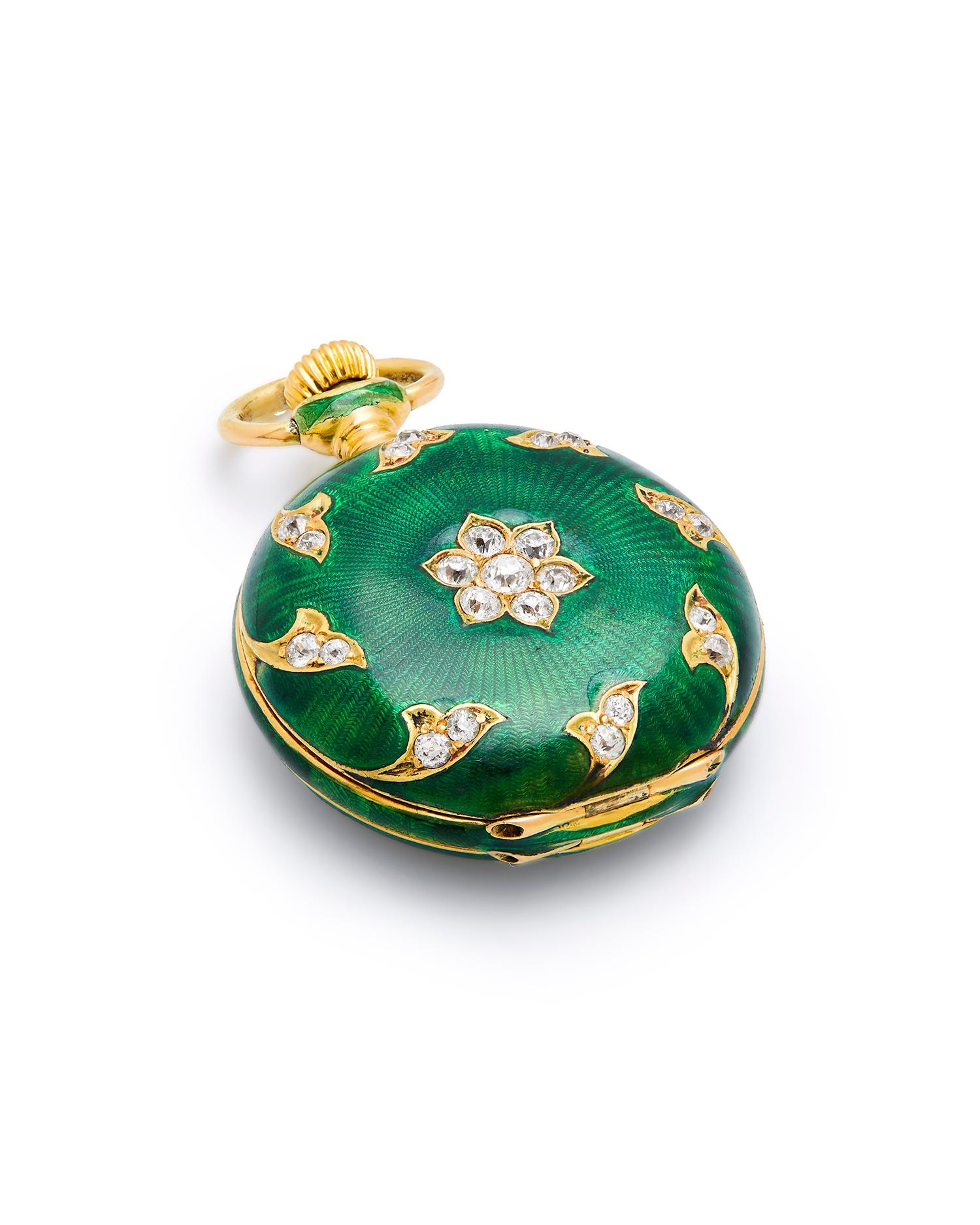 Seltene Tiffany & Co. Gold und Emaille Taschenuhr CIRCA 1900s (Edwardian) im Angebot