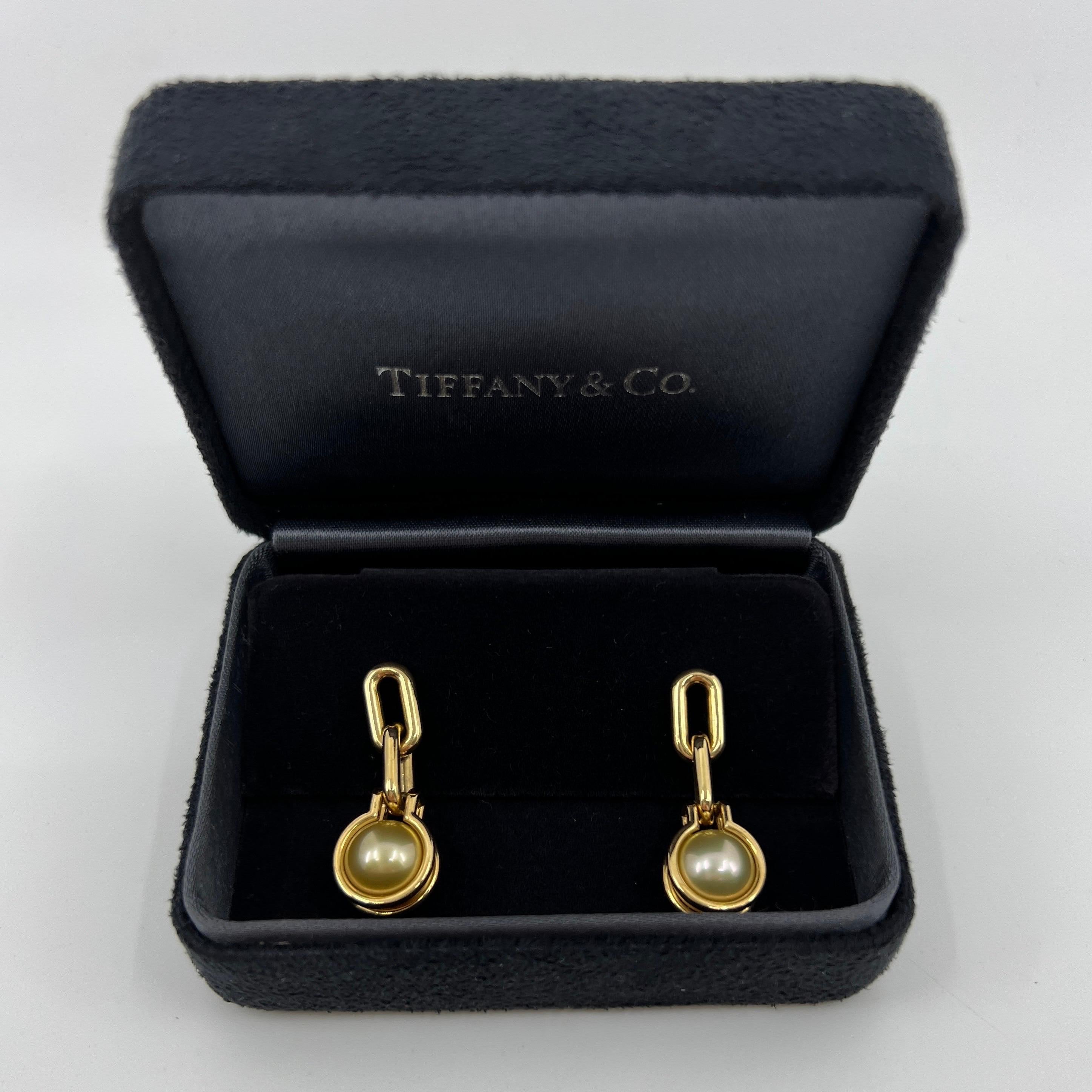 Women's Rare Tiffany &Co. Hardwear Golden Southsea Pearl 18k Yellow Gold Dangle Earrings