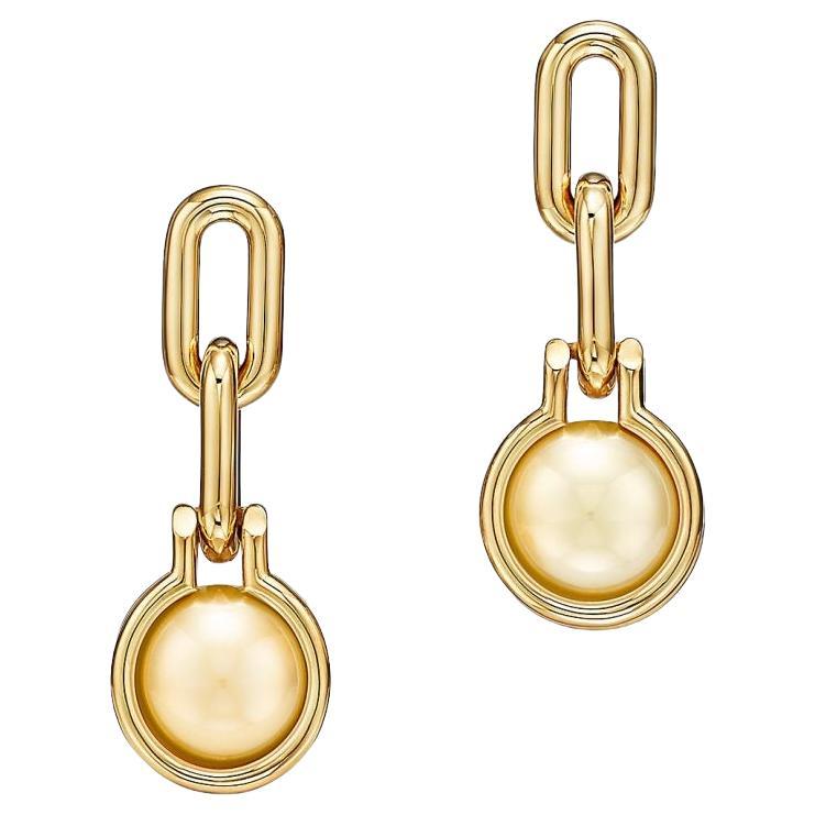 Rare Tiffany &Co. Hardwear Golden Southsea Pearl 18k Yellow Gold Dangle Earrings