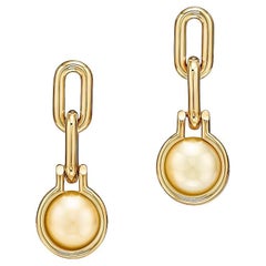 Tiffany & Co, rares boucles d'oreilles pendantes en or jaune 18 carats avec perles des mers du Sud et perles dorées