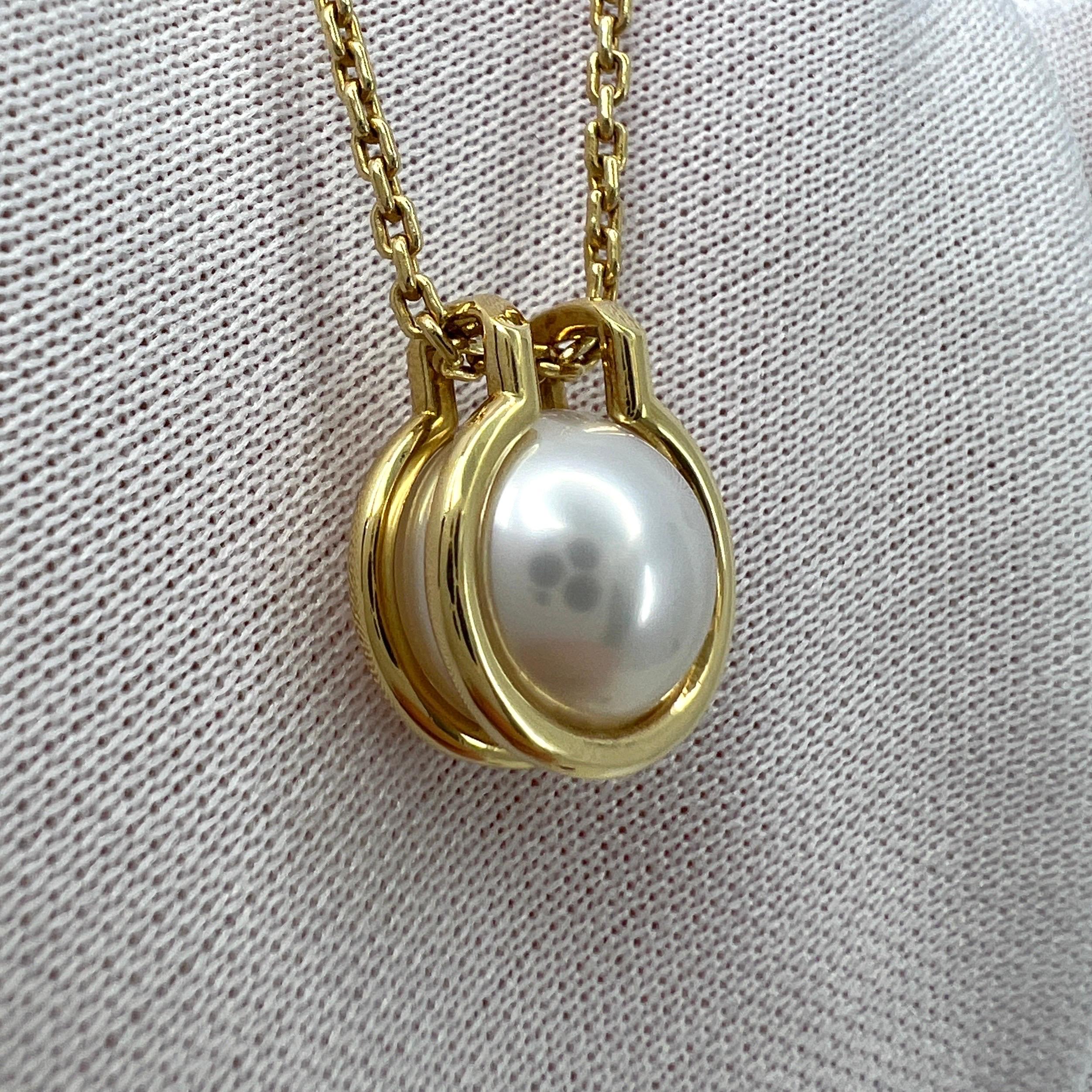 Rare Tiffany & Co. Hardwear White Freshwater Pearl 18k Yellow Gold Link Necklace In Excellent Condition For Sale In Birmingham, GB
