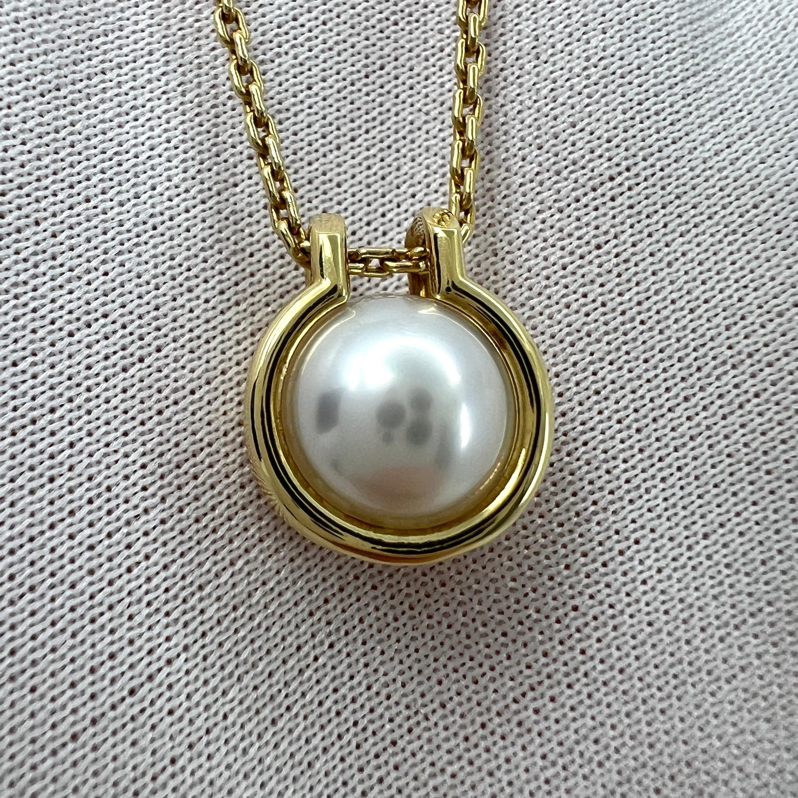 Rare Tiffany & Co. Hardwear White Freshwater Pearl 18k Yellow Gold Link Necklace In Excellent Condition For Sale In Birmingham, GB