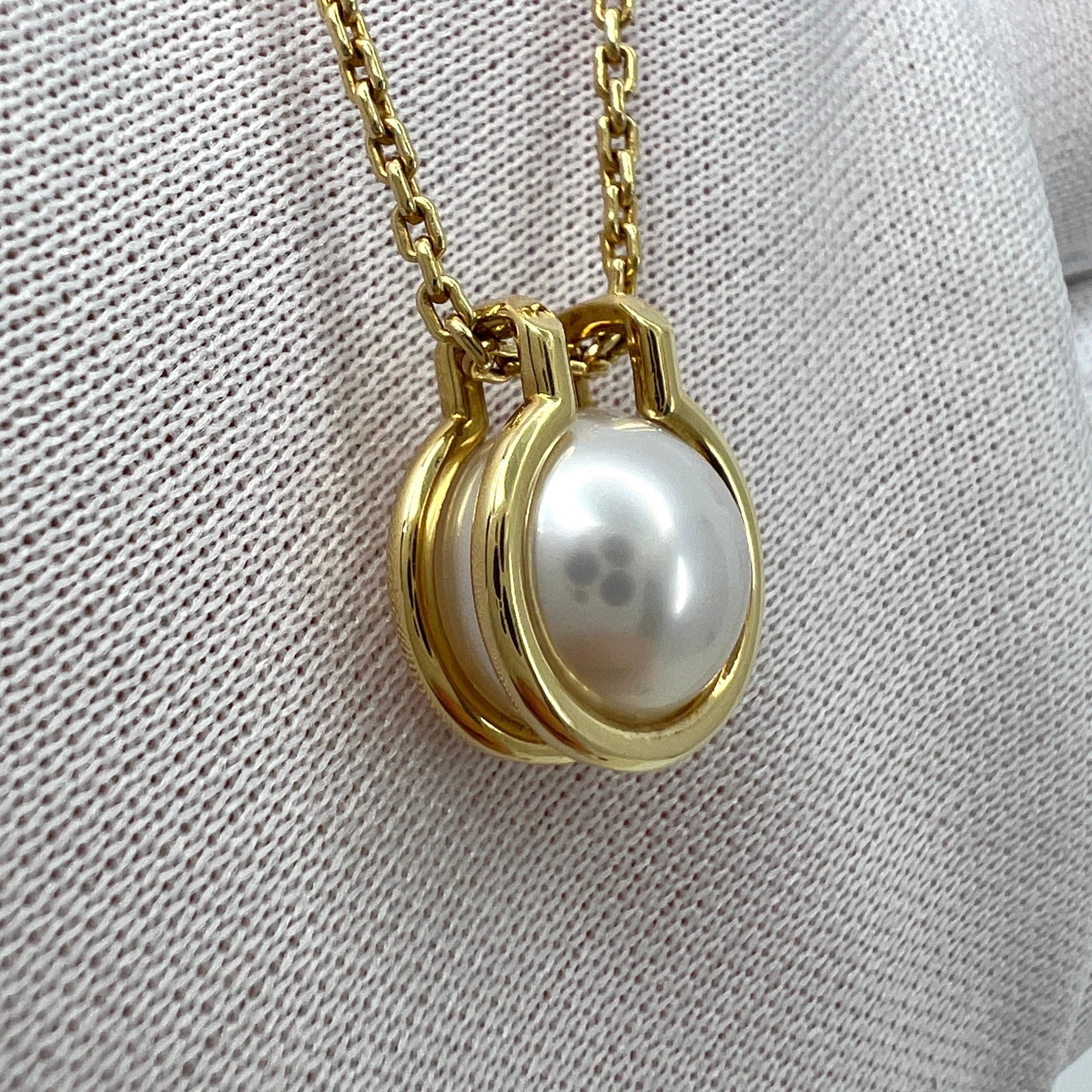 Women's or Men's Rare Tiffany & Co. Hardwear White Freshwater Pearl 18k Yellow Gold Link Necklace For Sale