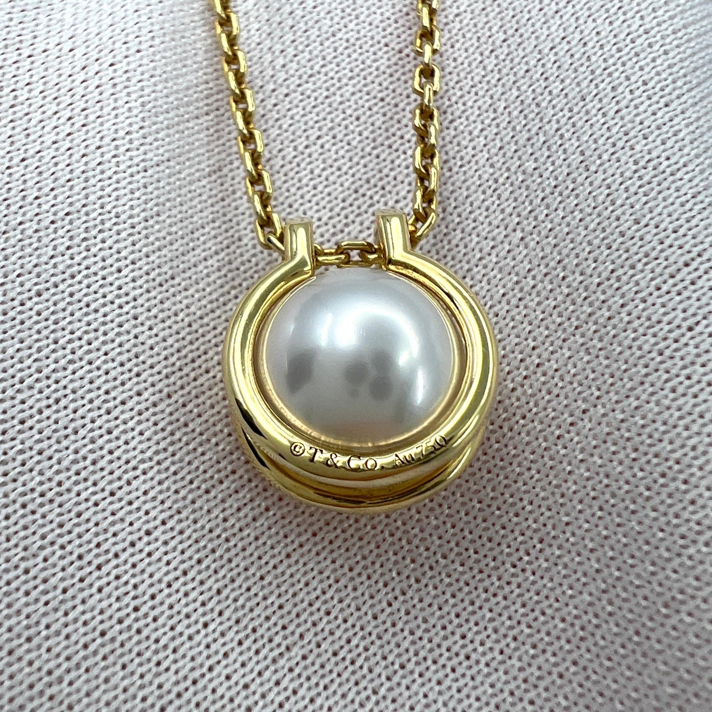 Rare Tiffany & Co. Hardwear White Freshwater Pearl 18k Yellow Gold Link Necklace For Sale 2