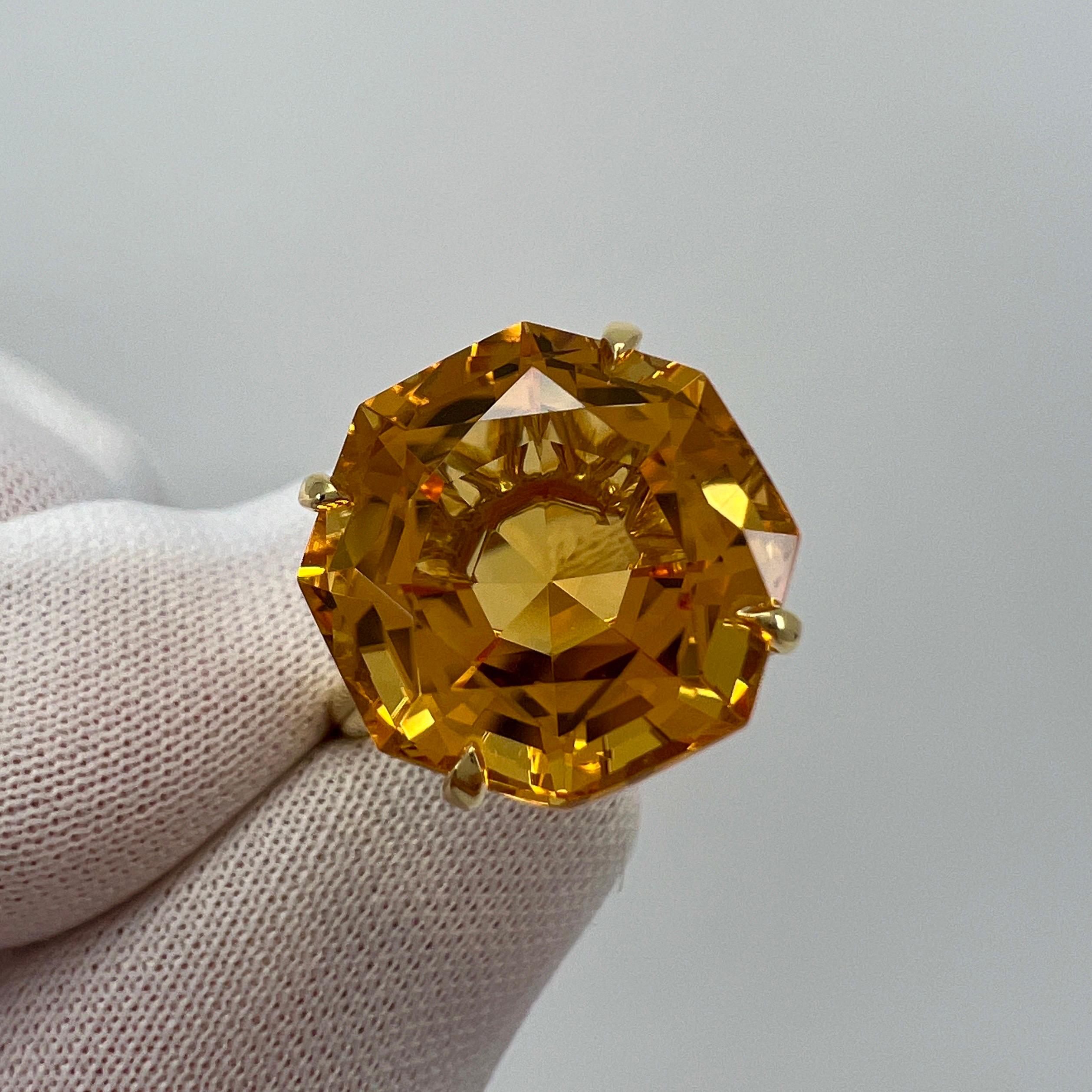 Seltene Tiffany & Co. Ring aus 18 Karat Gelbgold mit orangefarbenem Citrin und funkelndem Fancy-Schliff (Achteckschliff)