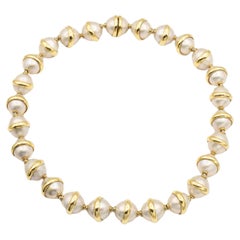 Rare Tiffany & Co. Paloma Picasso 18K Yellow Gold Necklace w/ Mabe Pearls – 1981