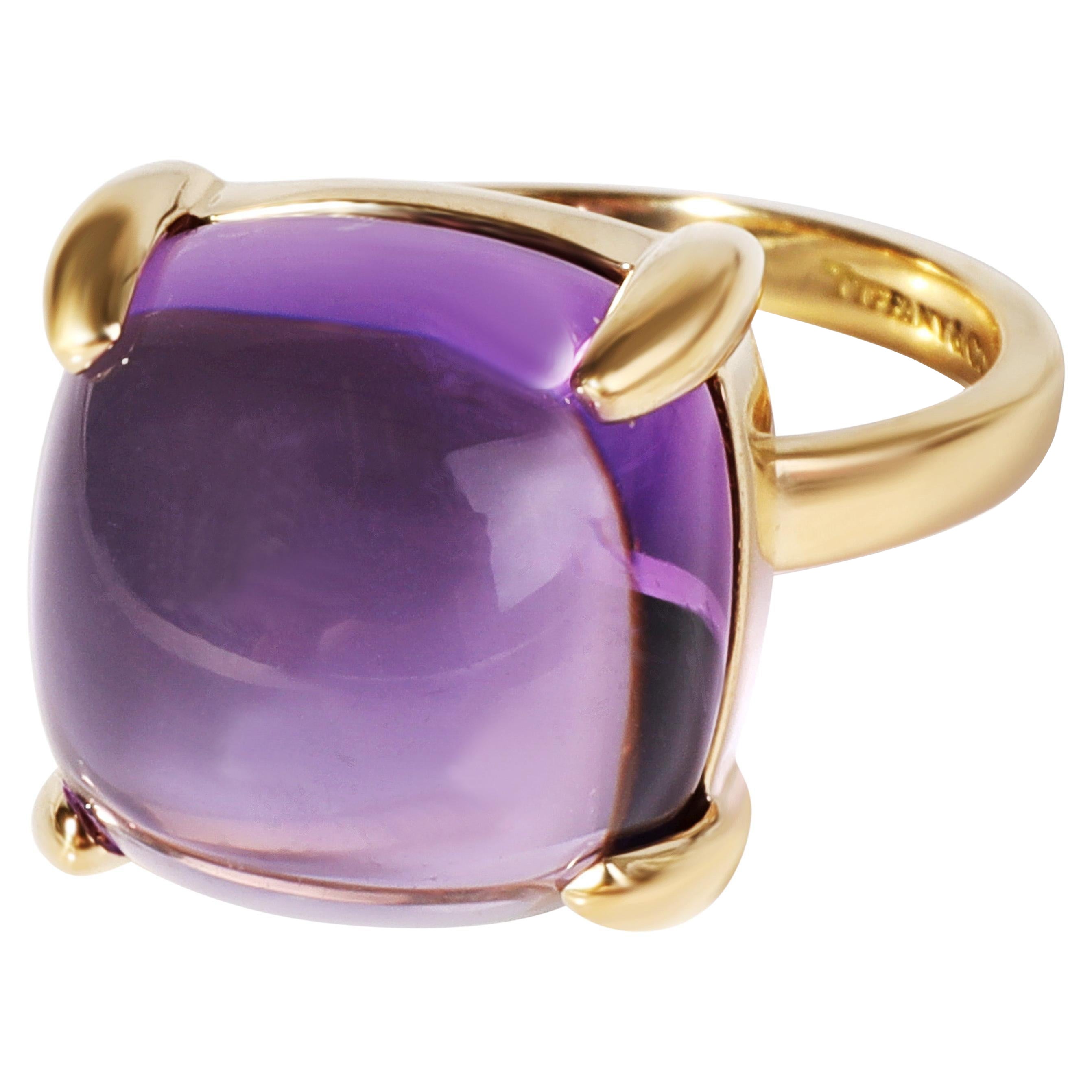 Seltene Tiffany & Co. Paloma Picasso 18 Karat Gelbgold Ring mit Amethyst und Zuckerstack-Blatt