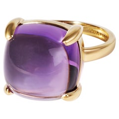 Seltene Tiffany & Co. Paloma Picasso 18 Karat Gelbgold Ring mit Amethyst und Zuckerstack-Blatt