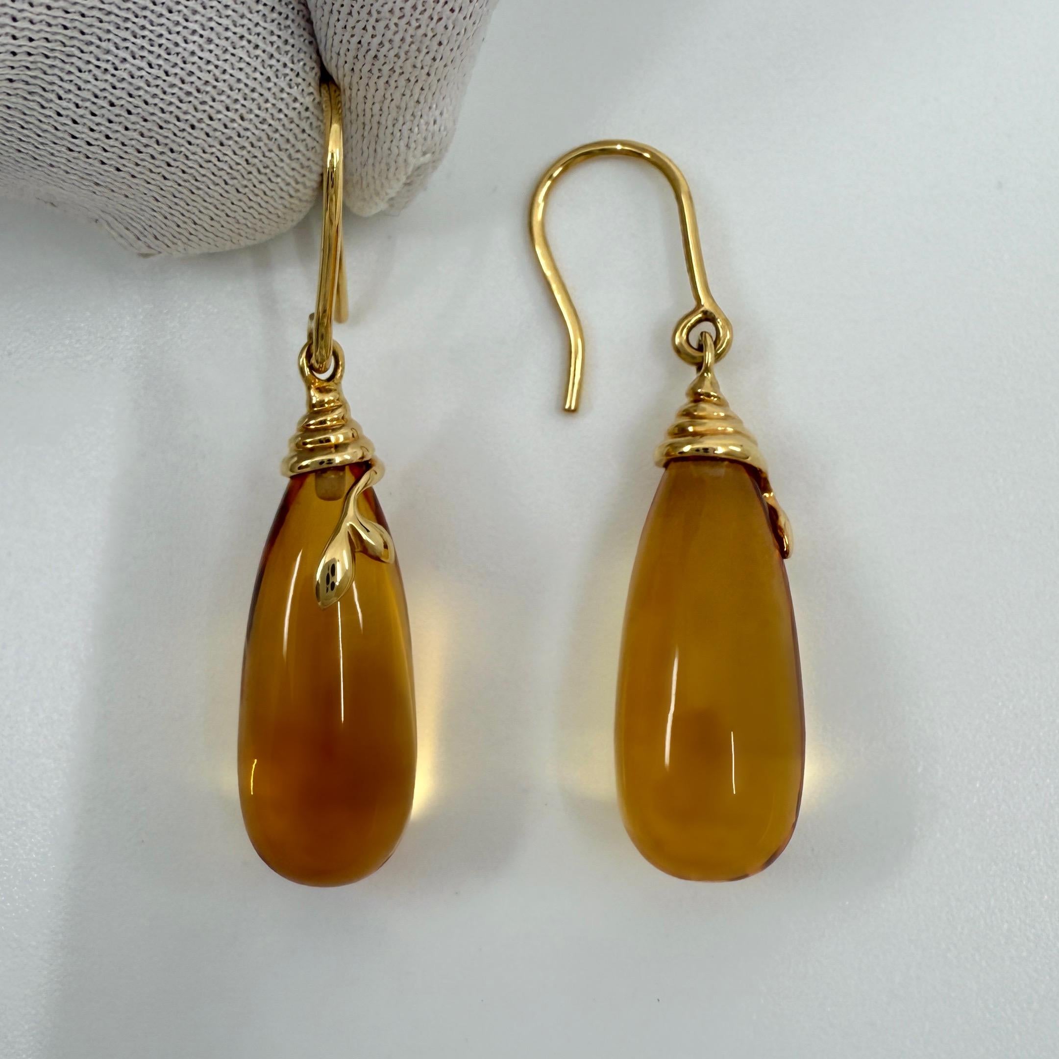 Cabochon Rara Tiffany & Co. Orecchini a goccia in oro con foglie di Oliver e citrino di Paloma Picasso in vendita