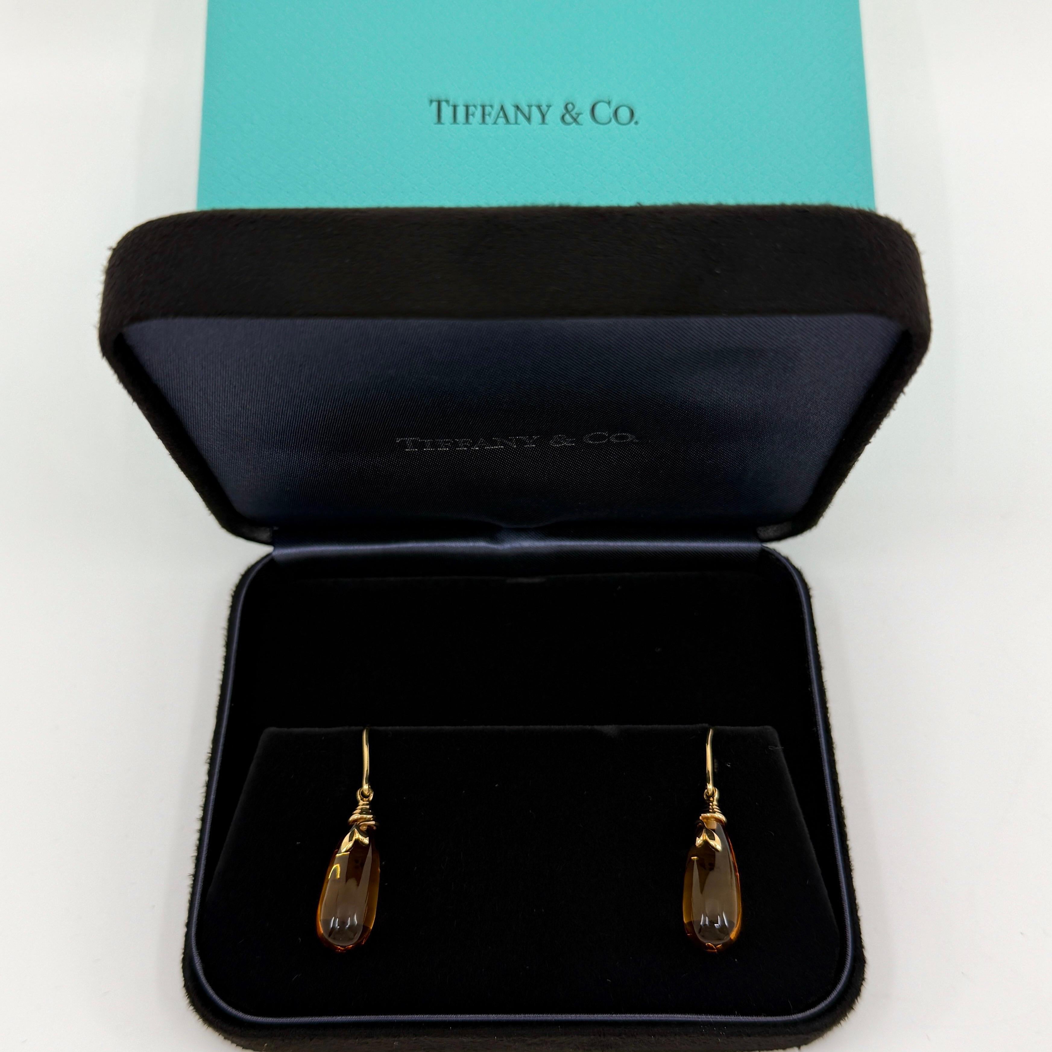 Rara Tiffany & Co. Orecchini a goccia in oro con foglie di Oliver e citrino di Paloma Picasso In condizioni ottime in vendita a Birmingham, GB