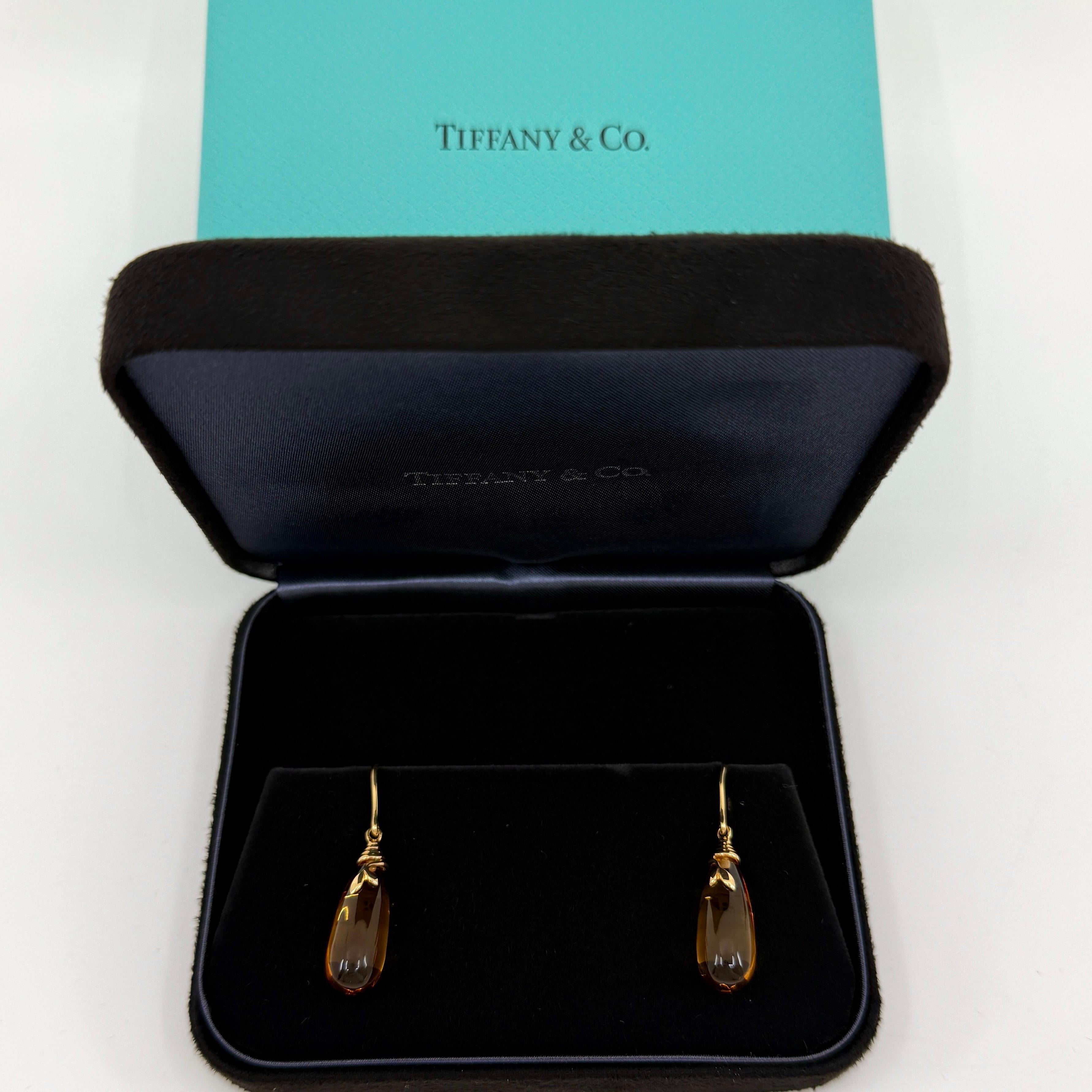 Rara Tiffany & Co. Orecchini a goccia in oro con foglie di Oliver e citrino di Paloma Picasso in vendita 3