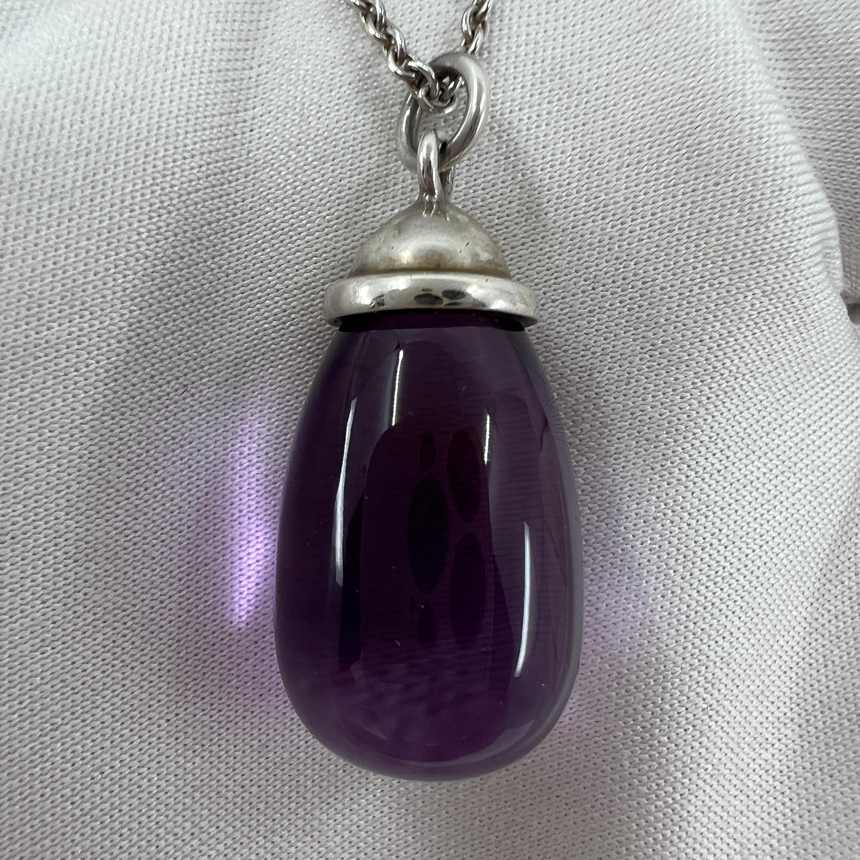 Rare Tiffany & Co. Paloma Picasso Sterling Silver Amethyst Drop Pendant Necklace 2