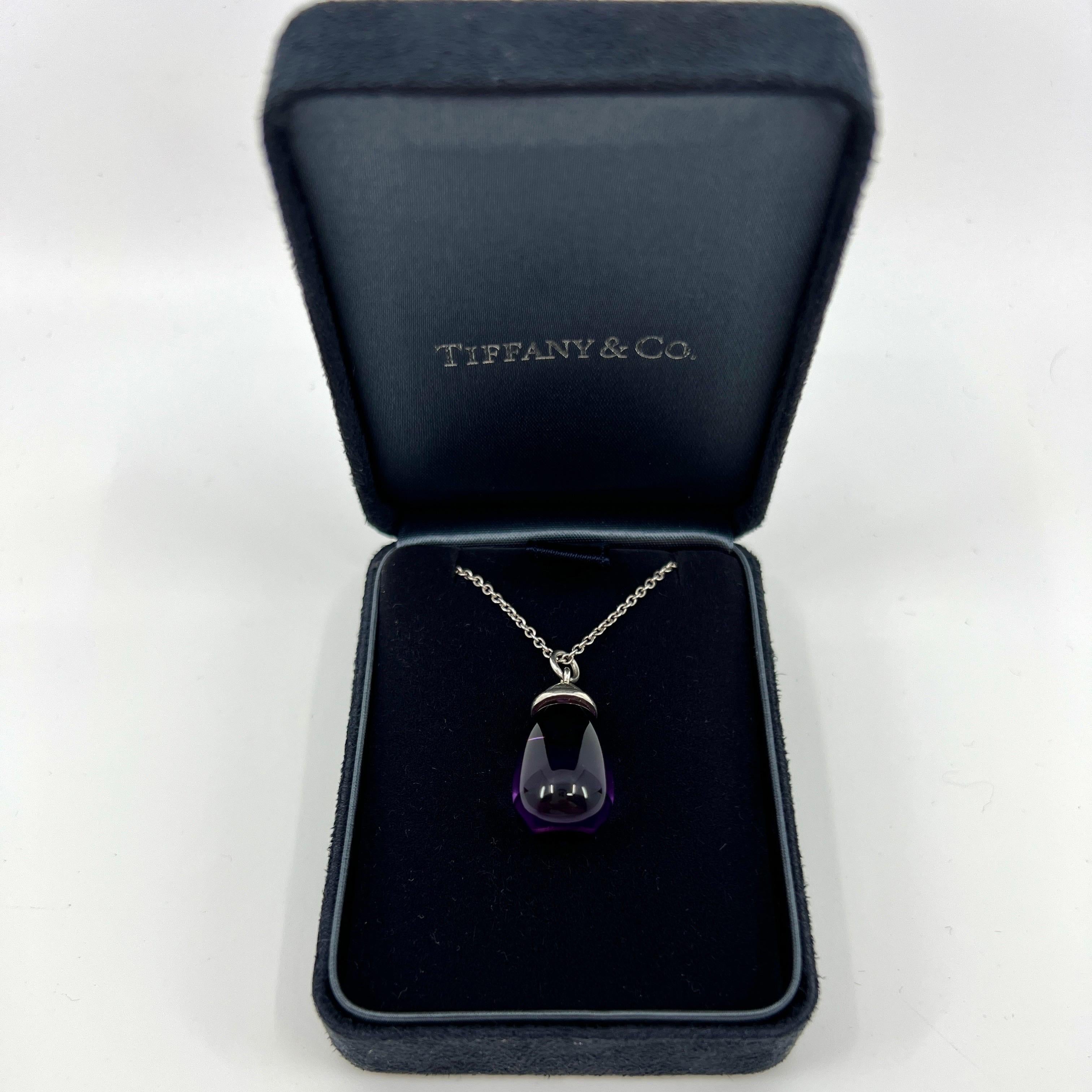 Rare Vintage Tiffany & Co. Paloma Picasso Silver Amethyst Drop Pendant Necklace.

A beautiful and rare 925 sterling silver pendant necklace set with a stunning purple amethyst drop measuring approx.. 22x12mm.

Fine jewellery houses like Tiffany only