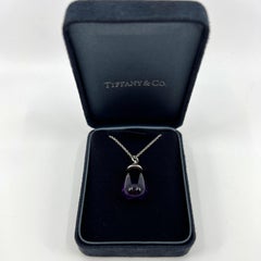 Rare Tiffany & Co. Paloma Picasso Sterling Silver Amethyst Drop Pendant Necklace