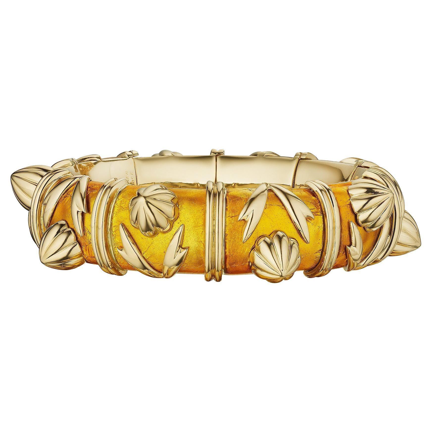 Rare Tiffany & Co. Paris Schlumberger Vintage Paillone Enamel Gold Cone Bangle