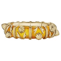 Rare Tiffany & Co. Bracelet jonc cône Schlumberger Paris vintage en or émaillé pailloné