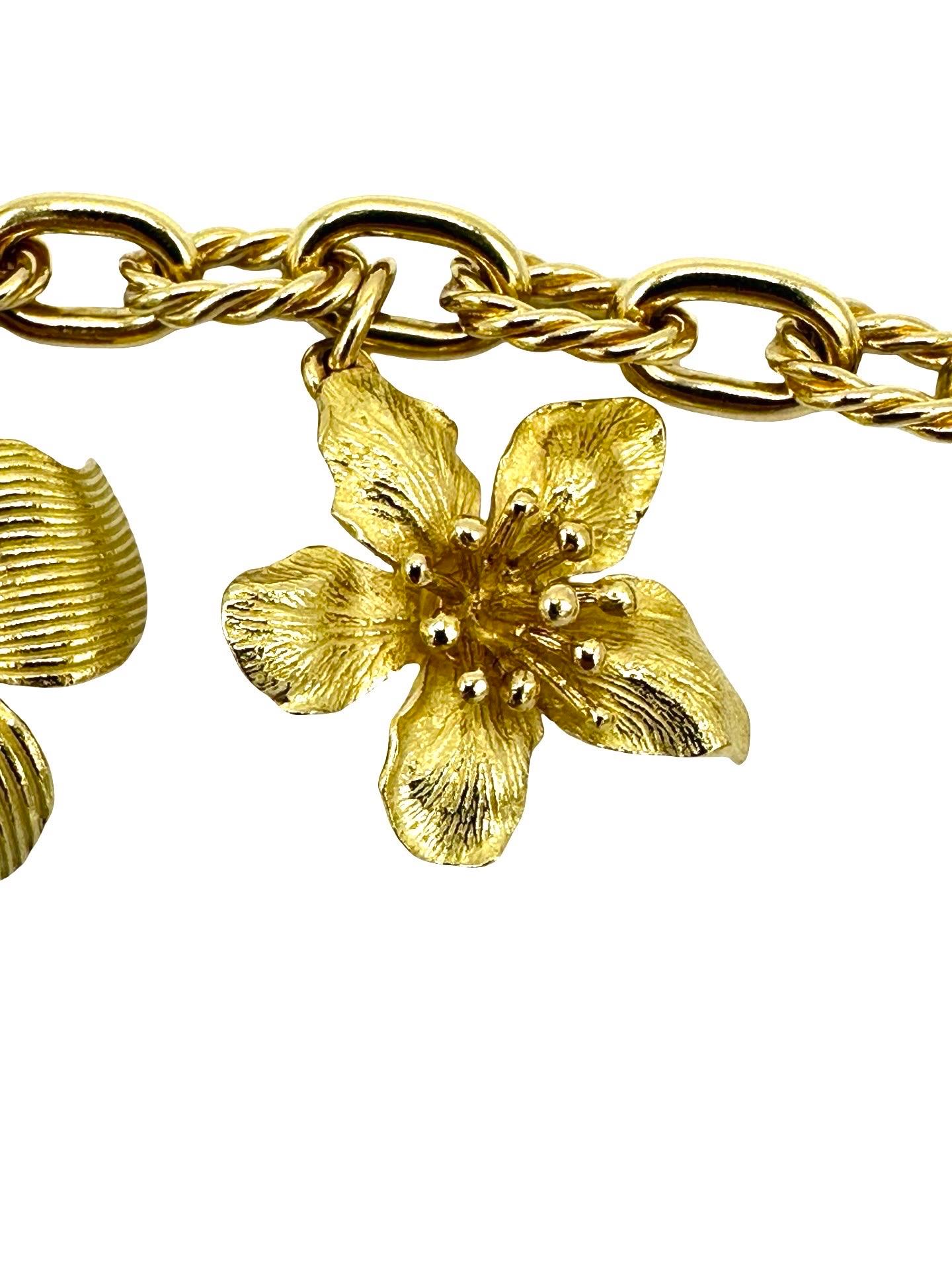 Rara Tiffany & Co. Bracciale Charm Perennial Dogwood, oro giallo 18 carati, CIRCA 2000 in vendita 3